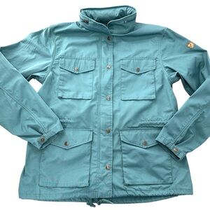Fjallraven Women’s L Teal Blue Greenland Raven Jacket G-1000 Mid-Length Coat